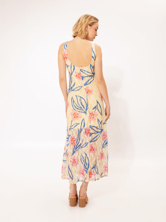 LACE MIDI DRESS FLORAL