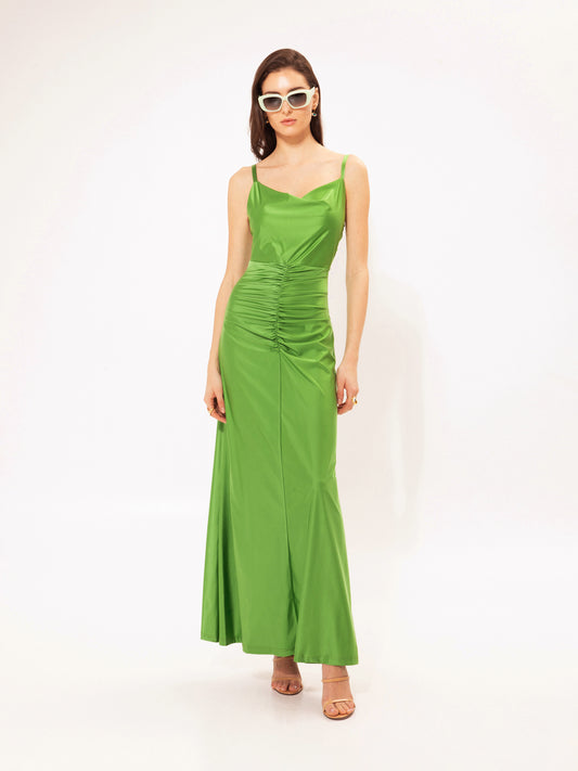 Draped Bust Maxi Dress Anthurium Green