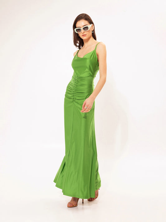 Draped Bust Maxi Dress Anthurium Green