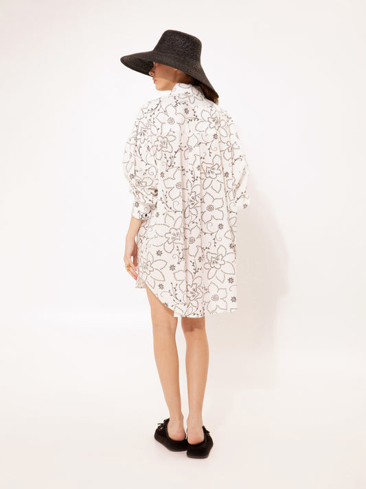 SHIRT-DRESS FLOWERS WHITE