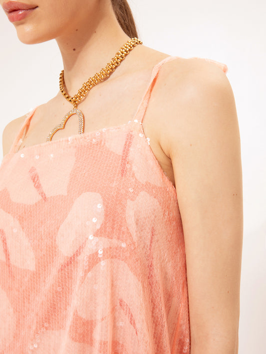 A-LINE SEQUIN MINI DRESS ANTHURIUM PEACH