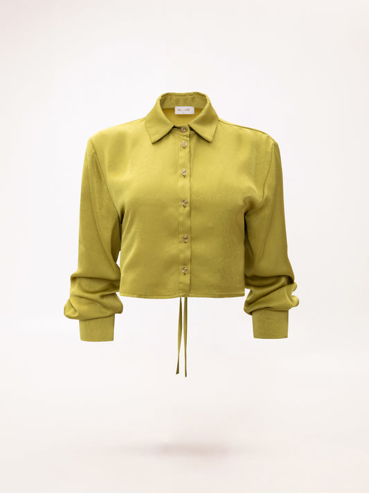 OPEN-BACK CROPPED SHIRT LIME