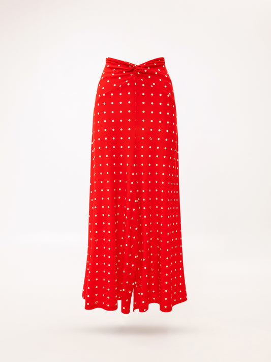 FRONT-KNOT JERSEY SKIRT POUA RED