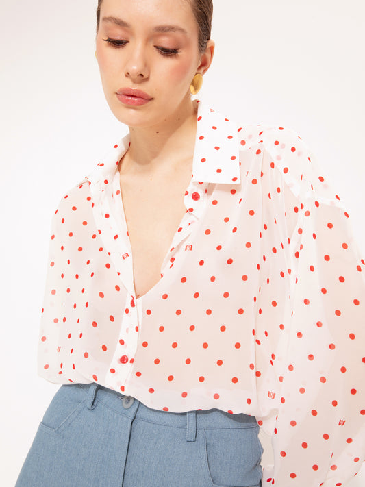 LONG-SLEEVE CHIFFON SHIRT POUA WHITE