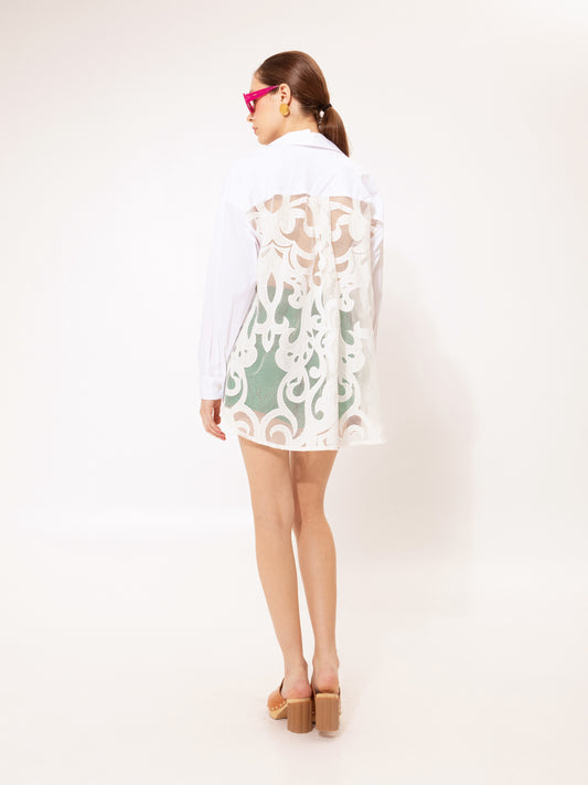 OVERSIZED SHIRT WITH LACE WHITE