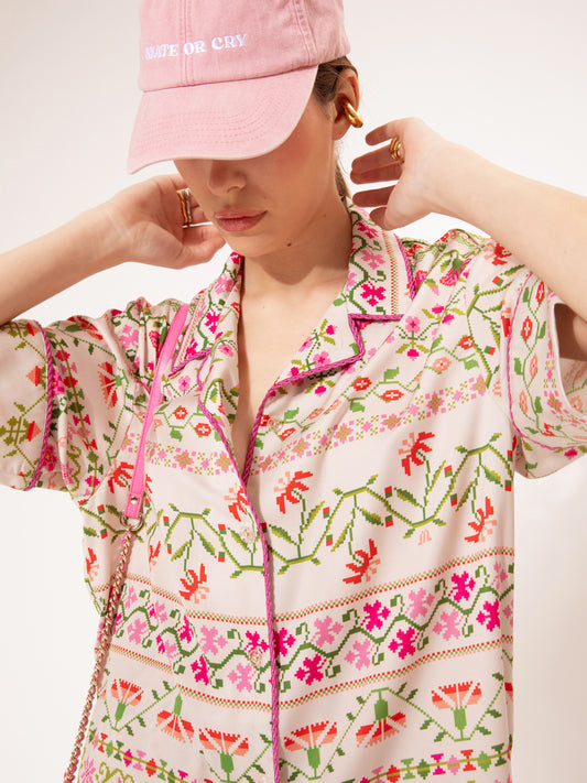 PAJAMA SATIN SHIRT FOLKLORE