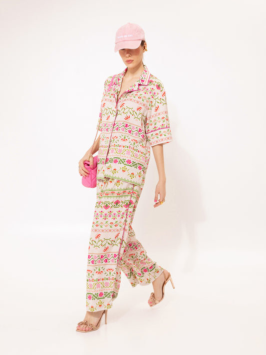 PAJAMA SATIN PANTS FOLKLORE