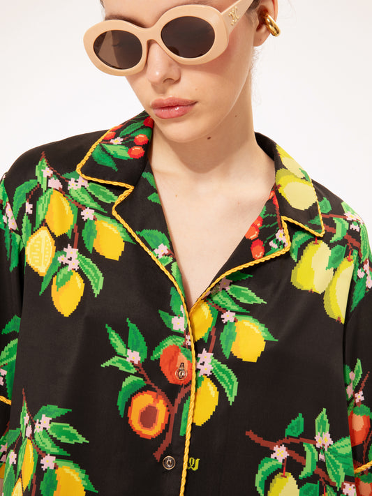 PAJAMA SATIN SHIRT FRUITS