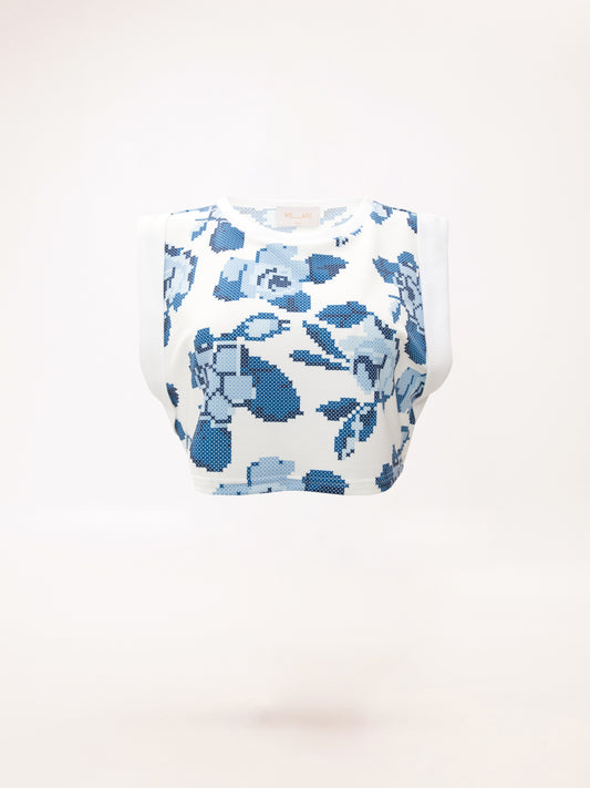 SLEEVELESS CROPPED SWEATER KENTIMA BLUE