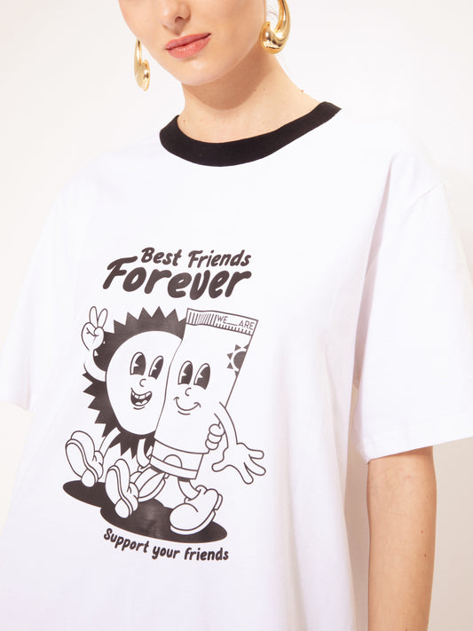 OVERSIZED T-SHIRT BFF WHITE