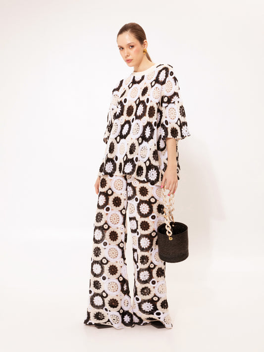 OVERSIZED CROCHET T-SHIRT B&W