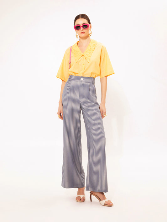V-NECK COTTON SHIRT YELLOW