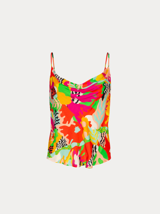 DRAPED COWL-NECKLINE TOP - PSYCHEDELIA GREEN