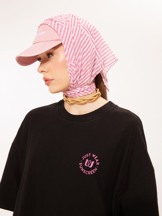 CHIFFON SCARF LOGO STRIPES