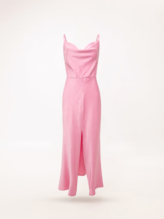 DRAPED BUST MAXI DRESS PINK