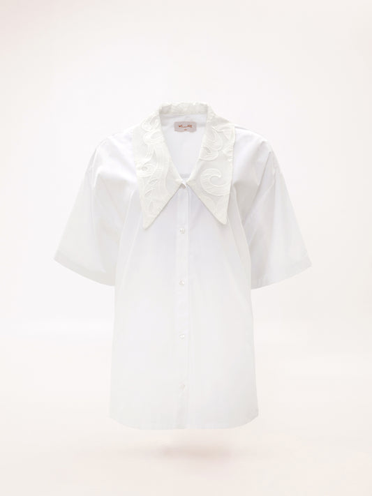 V-NECK COTTON SHIRT WHITE
