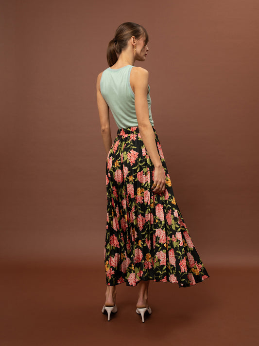 PLEATED MAXI SKIRT - ORTANSIES BLACK