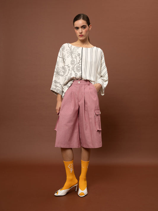 CARGO VERMUDA SHORTS - STRIPES RED