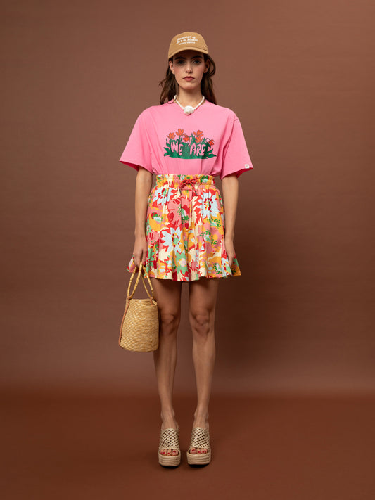 FLARED FUTTER SHORTS - POPPIES