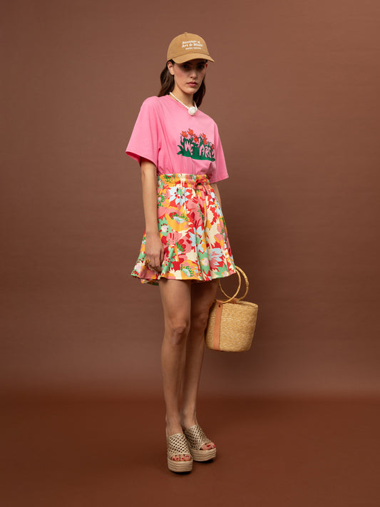 FLARED FUTTER SHORTS - POPPIES