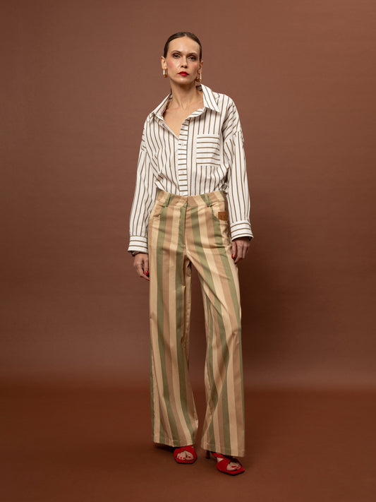 CLASSIC DENIM PANTS - STRIPES OLIVE