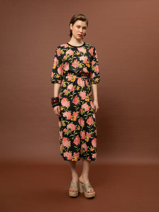 OVERSIZED MAXI T-SHIRT-DRESS - ORTANSIES BLACK