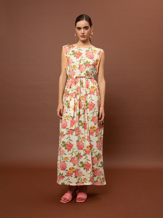 SLEEVELESS COTTON DRESS - ORTANSIES IVORY