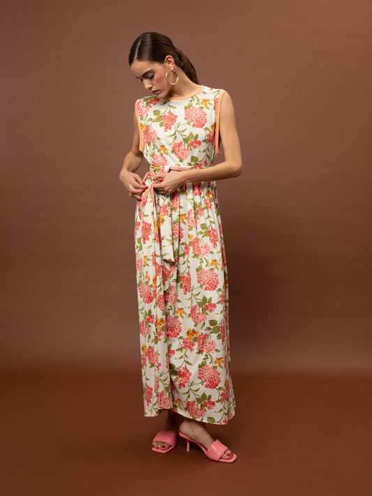 SLEEVELESS COTTON DRESS - ORTANSIES IVORY