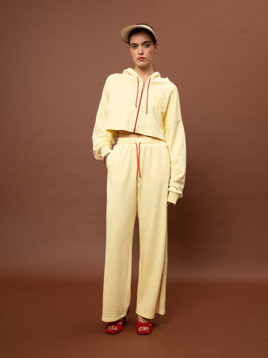 FUTTER CROPPED ZIPPED HOODIE - YELLOW