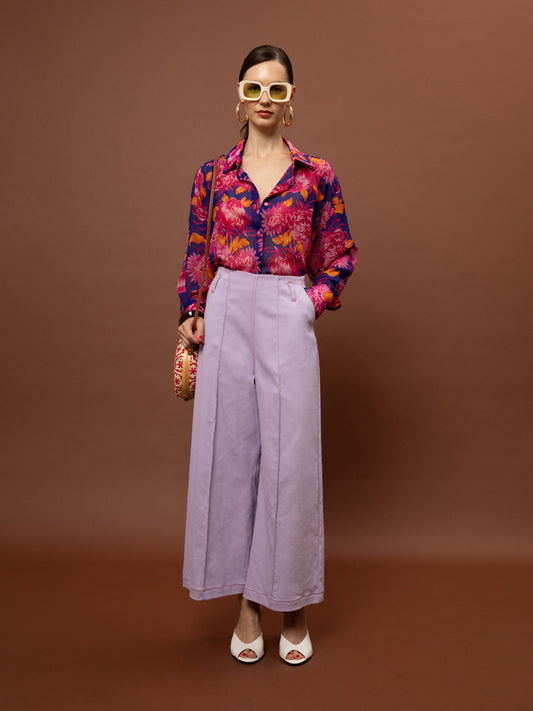 OVERSIZED CHIFFON SHIRT - CHRYSANTHEMA BLUE