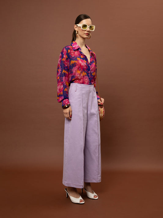 OVERSIZED CHIFFON SHIRT - CHRYSANTHEMA BLUE