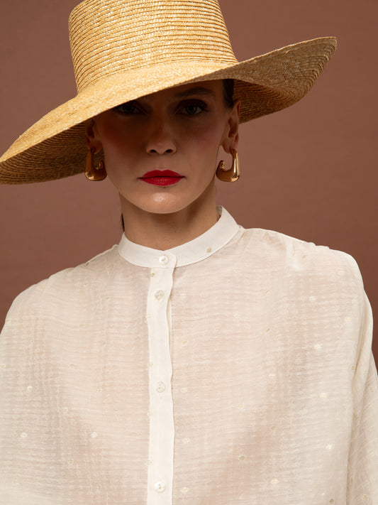 MAO-COLLAR SHIRT - OFF WHITE