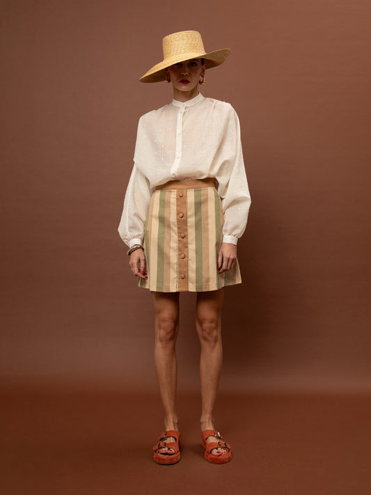 MAO-COLLAR SHIRT - OFF WHITE