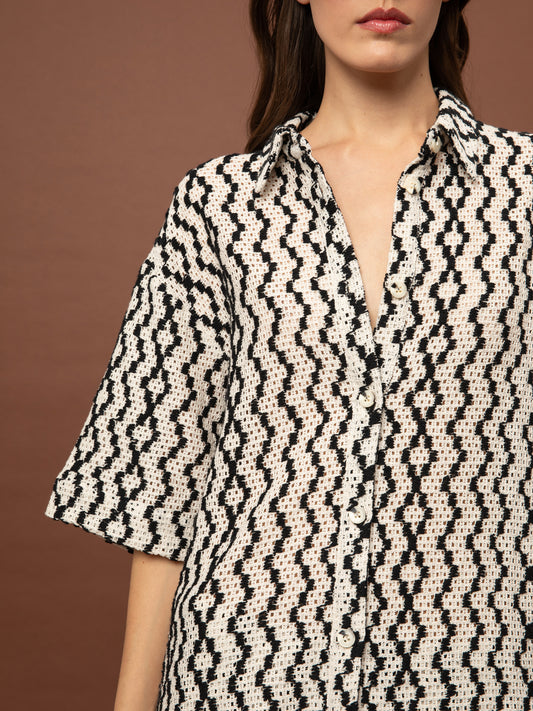 OVERSIZED KNITED SHIRT - B&W