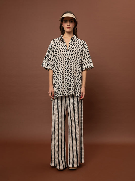 OVERSIZED KNITED SHIRT - B&W