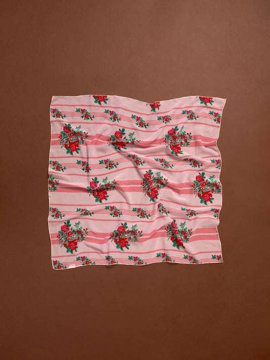 CHIFFON SCARF - STRIPES ROSES