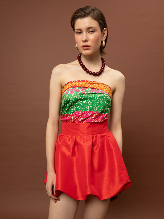 SATIN SCARF/TOP - GARDEN