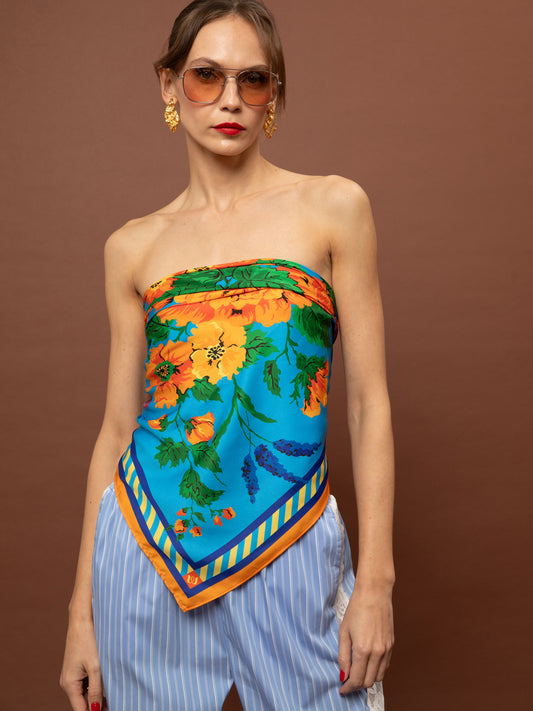 SATIN SCARF/TOP - TAPETSARIA AQUA