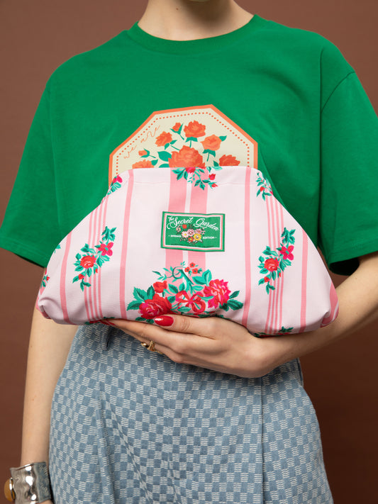 CLUTCH BAG - STRIPES ROSES