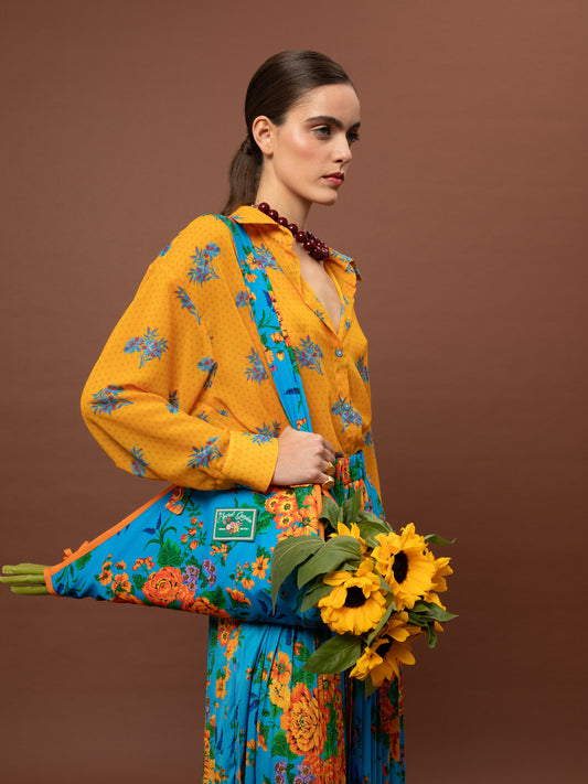 FLOWERS TOTE BAG - TAPETSARIA AQUA