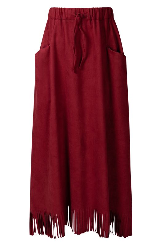 FRINGED ALCANTARA SKIRT WINE