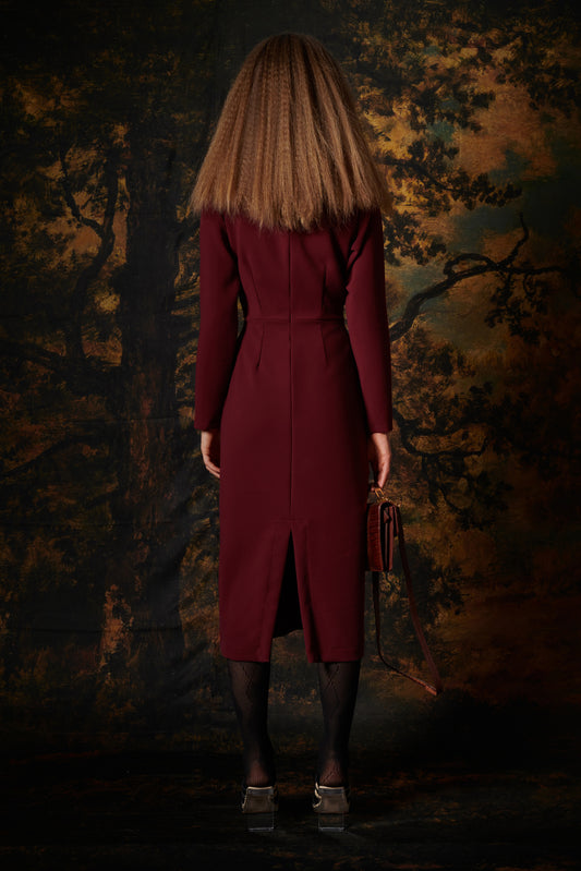 PENCIL MIDI DRESS WINE