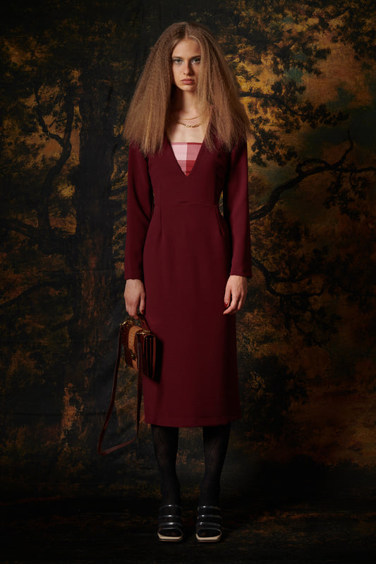 PENCIL MIDI DRESS WINE