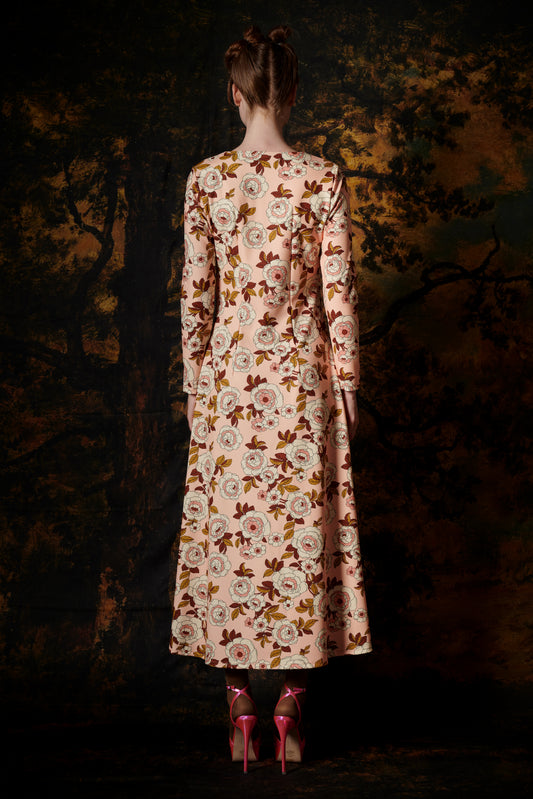 SQUARE NECK MAXI DRESS PEONY