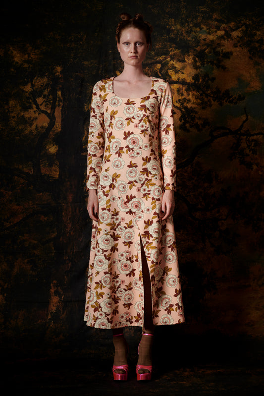 SQUARE NECK MAXI DRESS PEONY