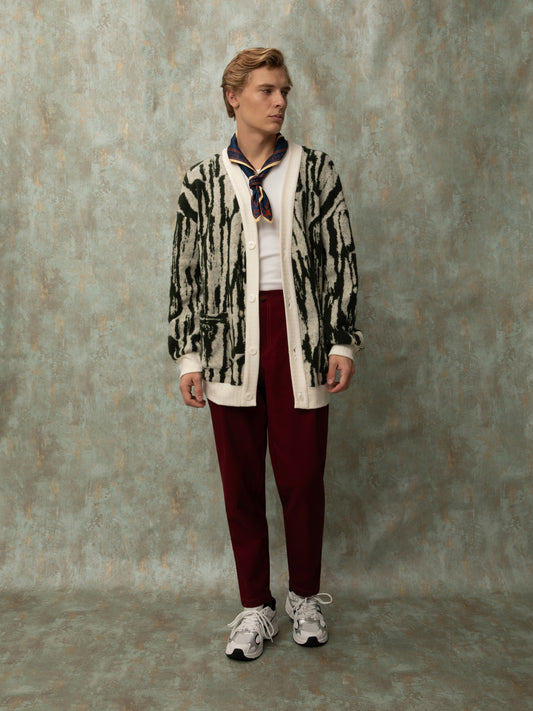 PLEATED COTTON PANTS - BURGUNDY