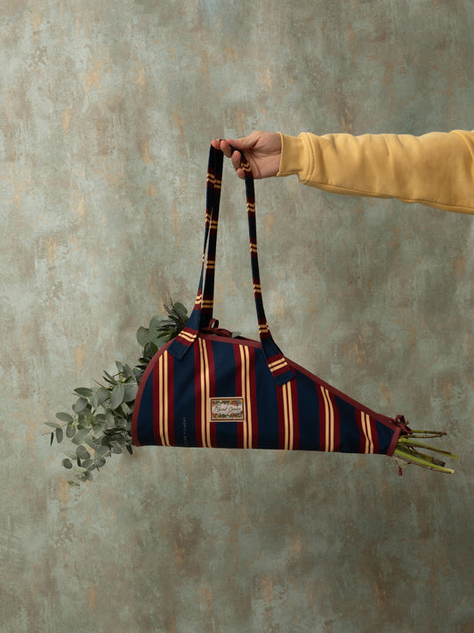 FLOWERS TOTE BAG - STRIPES BLUE