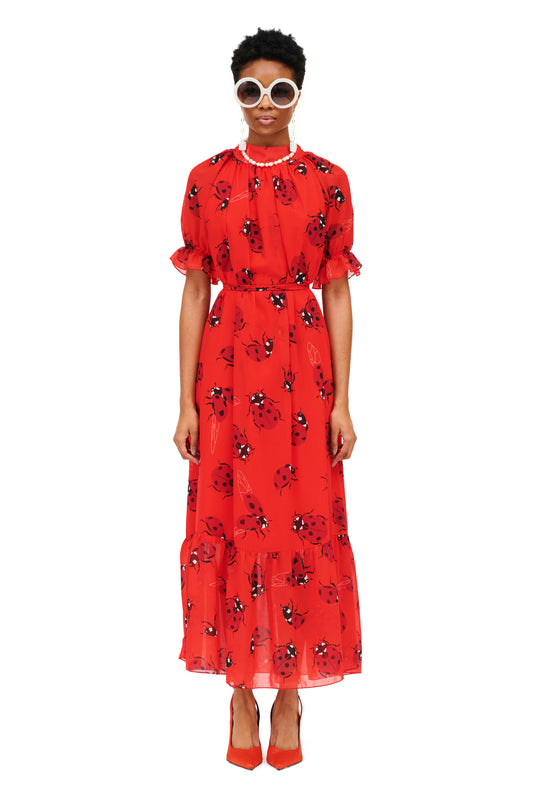 ROMANTIC MAXI DRESS - LADYBUGS