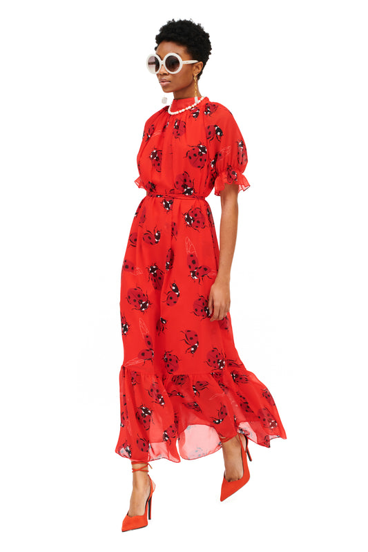 ROMANTIC MAXI DRESS - LADYBUGS