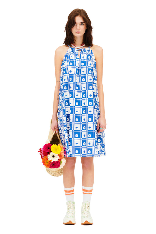 HALTERNECK LOOSE DRESS - TENEKES BLUE